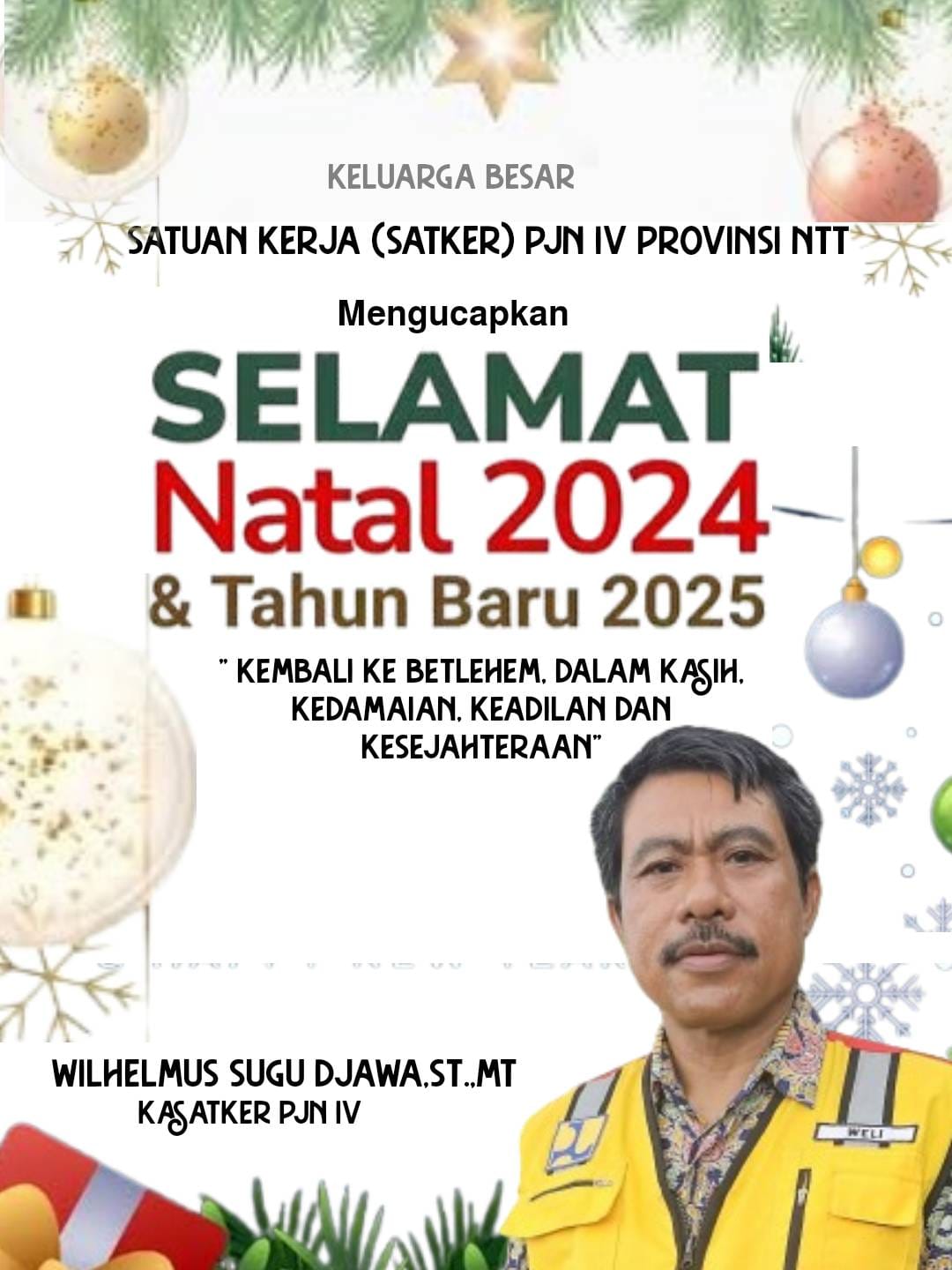 Keluarga Besar Satker PJN Wilayah IV Mengucapkan Selamat Natal dan Tahun Baru 2026